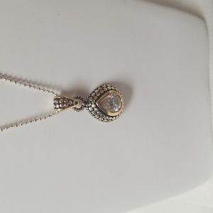 NECKLACE, 22" 1mm 925 SS w/ 23mm x 12mm CZ Pendant 925SS EUC. J#2